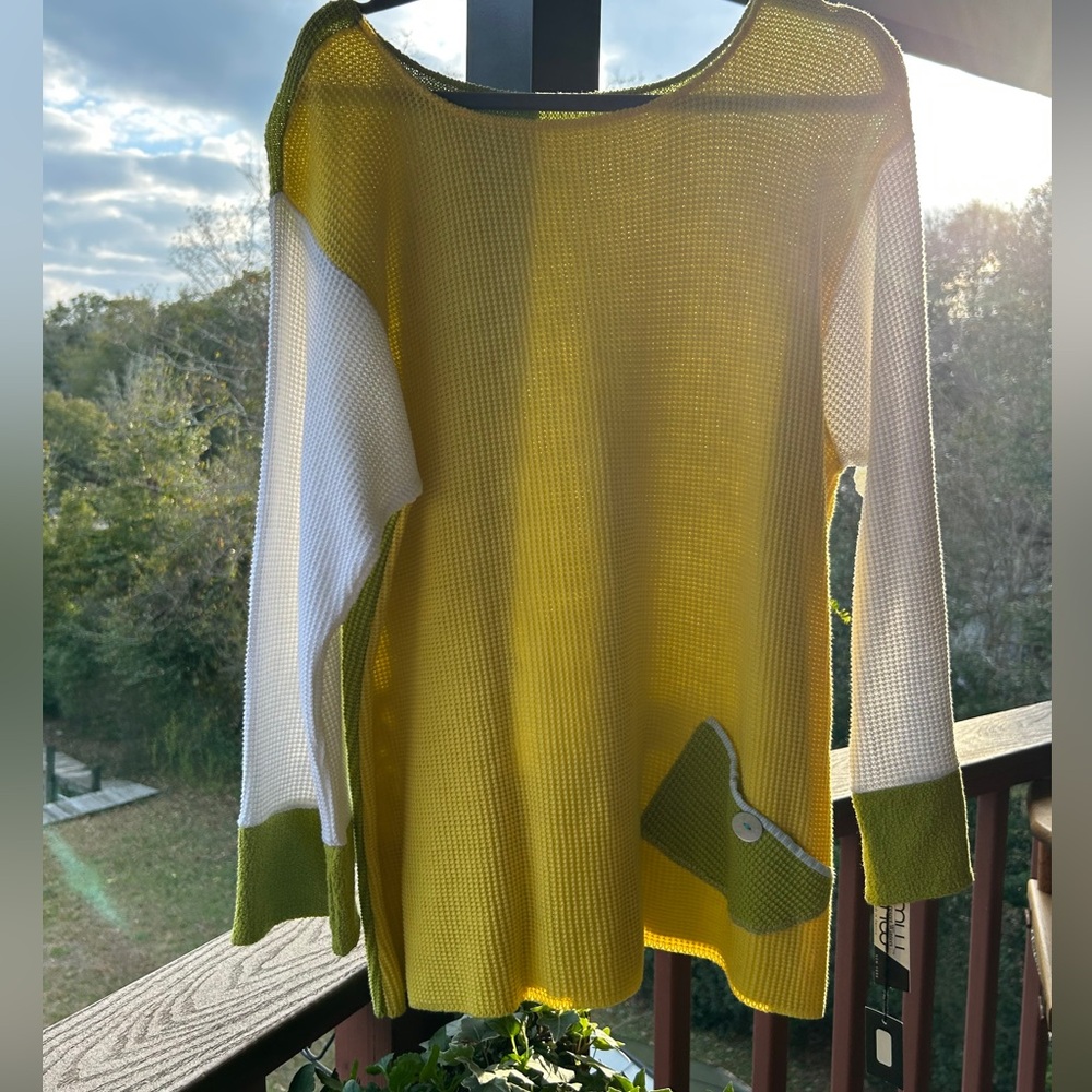 Margaret Winters Unique 100% Cotton Reversible Sweater-New Size LG NWT